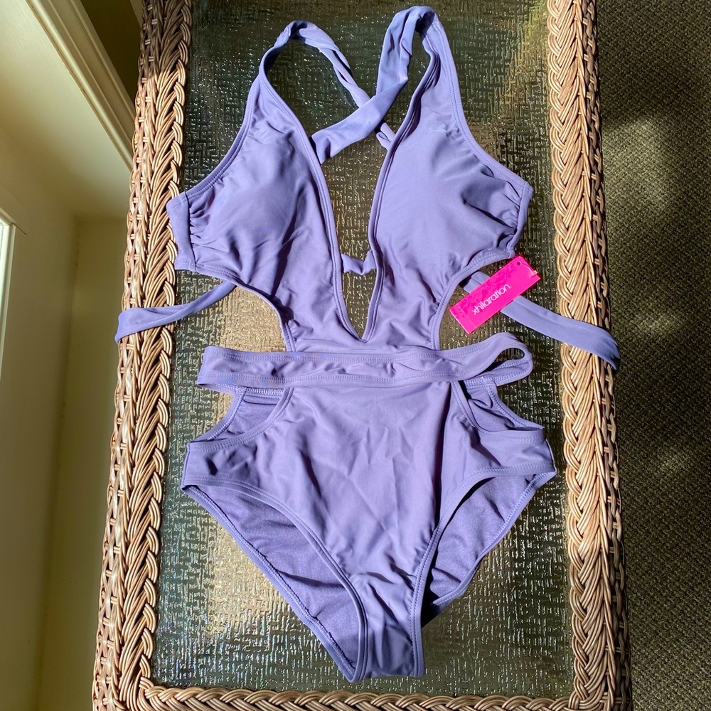 NWT Xhilaration Purple Cutout One Piece Swimsuit